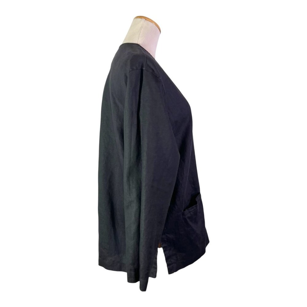 David Dart Size S Button-Front Black Linen Jacket… - image 8
